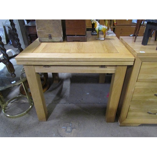 683 - MODERN OAK DRAWER LEAF TABLE