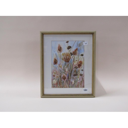 1201 - JACKIE FREEBY - WINTER MEADOW, SIGNED IN MONO, WATERCOLOUR, F/G, 33CM X 23CM