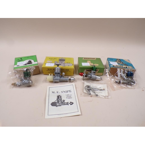 1339 - BOXED MODEL ENGINES - M.E SNIPE, ALLEN MERCURY QUICK START, AM 10 DIESEL