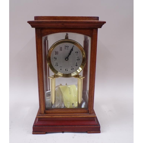 1380 - MAHOGANY CASED BRASS MANTEL CLOCK BY GUSTAV BECKER, 33CM H