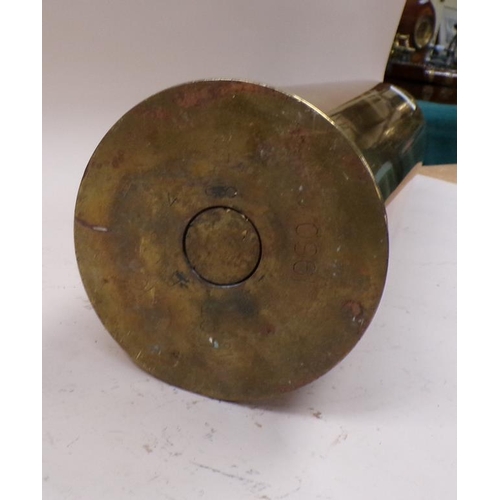 1385 - LARGE BRASS SHELL CASE, 62CM H