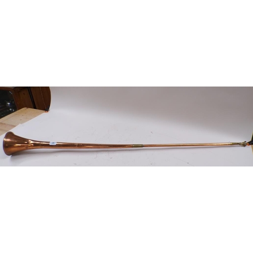 1387 - COPPER COACHING HORN, 123CM L