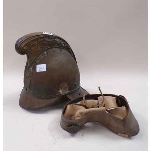 1388 - EARLY FIREMANS HELMET, 30CM H