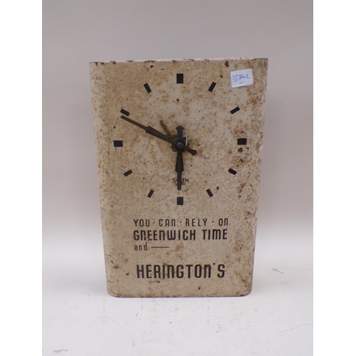 1403 - HERINGTON'S ADVERTISING CLOCK, 41CM H