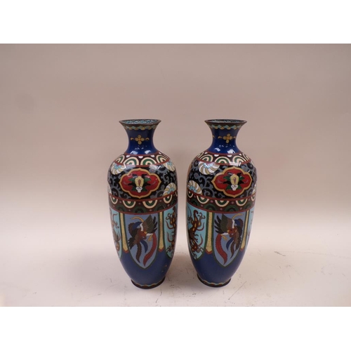 1428 - PAIR OF MEIJI PERIOD CLOISONNE VASES, 32CM H