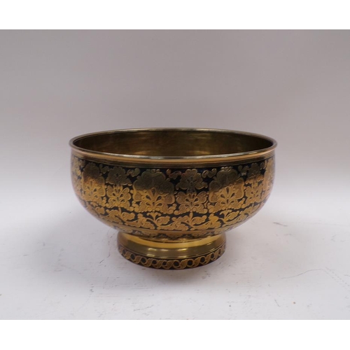 1431 - PERSIAN DAMASK WORK PEDESTAL BOWL, 27CM DIAM