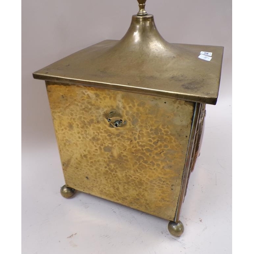 1441 - BRASS FUEL BOX, 50CM H