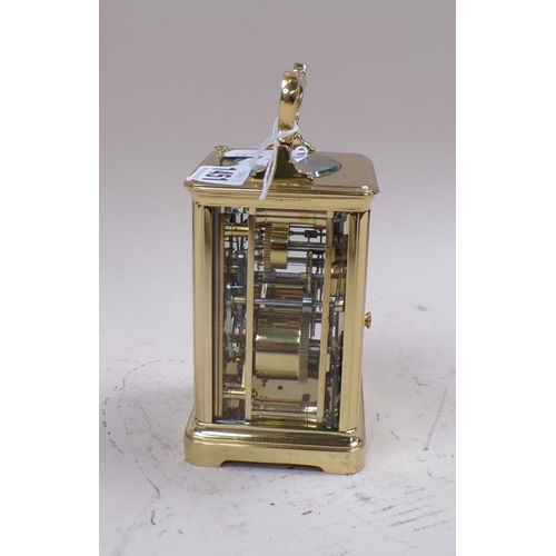 1451 - BRASS CASED REPEATING CARRIAGE CLOCK, 13CM H