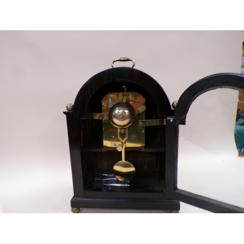 1452 - EARLY 19C EBONISED BRACKET CLOCK, DIAL SIGNED THOMPSON OF LIVERPOOL, 44CM H