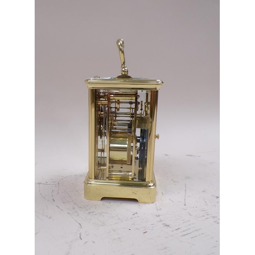 1453 - BRASS CASED REPEATING CARRIAGE CLOCK, 14CM H