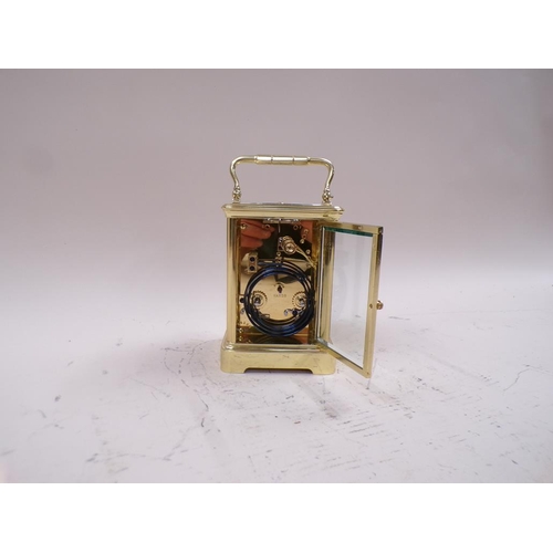 1453 - BRASS CASED REPEATING CARRIAGE CLOCK, 14CM H