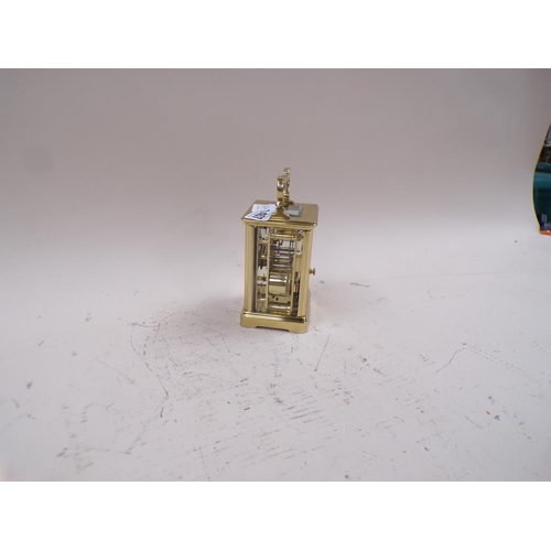 1457 - BRASS CASED CARRIAGE CLOCK, 12CM H