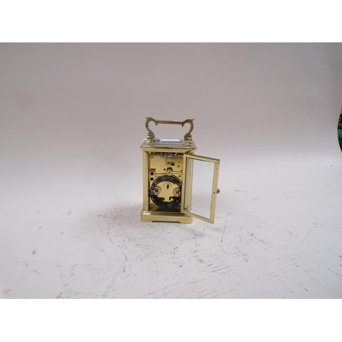 1457 - BRASS CASED CARRIAGE CLOCK, 12CM H