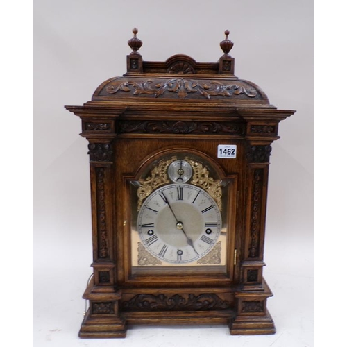 1462 - LARGE VICTORIAN OAK CASED BRACKET CLOCK, 56CM H