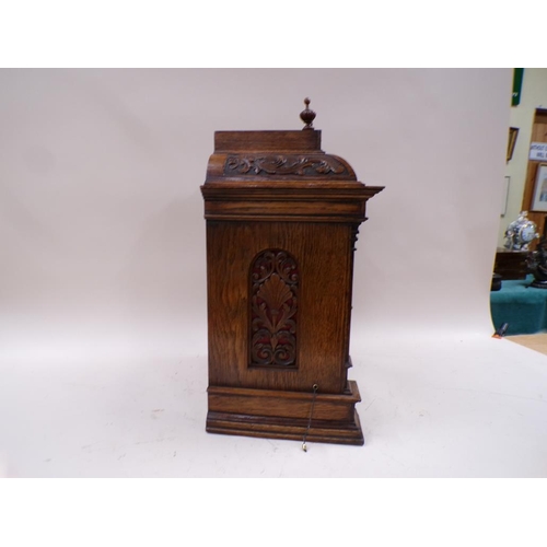 1462 - LARGE VICTORIAN OAK CASED BRACKET CLOCK, 56CM H