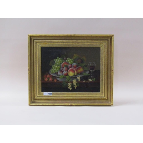 1229 - IN THE MANNER OF WILLIAM JONES OF BATH - FRUIT AND WINE, UNSIGNED, LABEL TO FRAME, F/G, 34CM X 44CM