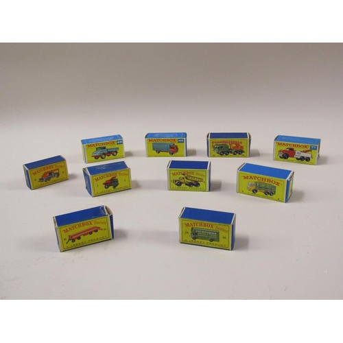 1497 - TEN BOXED MATCHBOX SERIES COMMERCIAL VEHICLES TO INC. 46 PICKFORD REMOVAL VAN, 44 REFRIGERATOR TRUCK... 