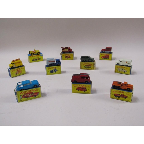 1498 - TEN BOXED MATCHBOX SERIES VEHICLES TO INC. 42 EVENING NEWS VAN, 13 WRECK TRUCK, 14 LOMAS AMBULANCE, ... 