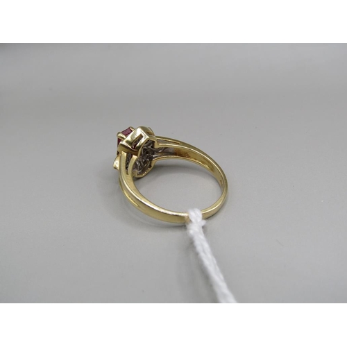 1508 - 18ct GOLD RUBY AND DIAMOND RING SIZE N 4.7g