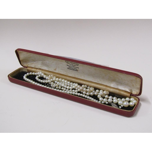 1547 - PEARL NECKLACE WITH 9ct GOLD CLASP, CULTURED PEARL NECKLACE WITH SILVER CLASP