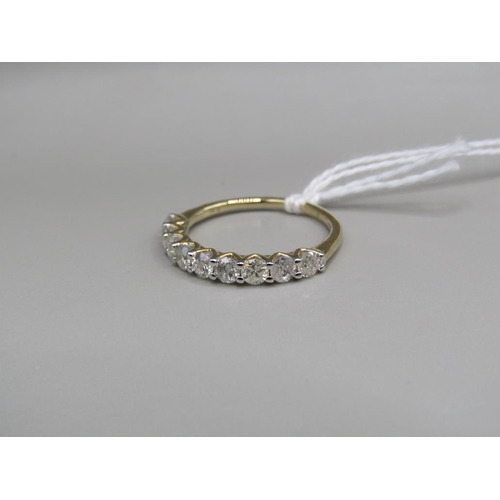 1557 - YELLOW GOLD 9 STONE DIAMOND RING 1 carat SIZE N 1/2