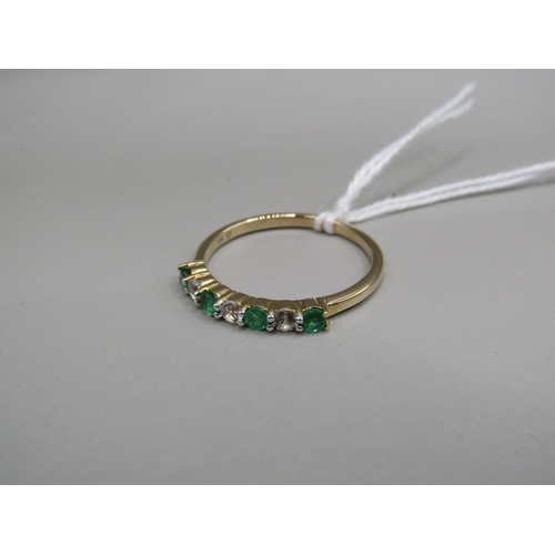 1564 - YELLOW GOLD EMERALD WHITE SAPPHIRE RING SIZE Q