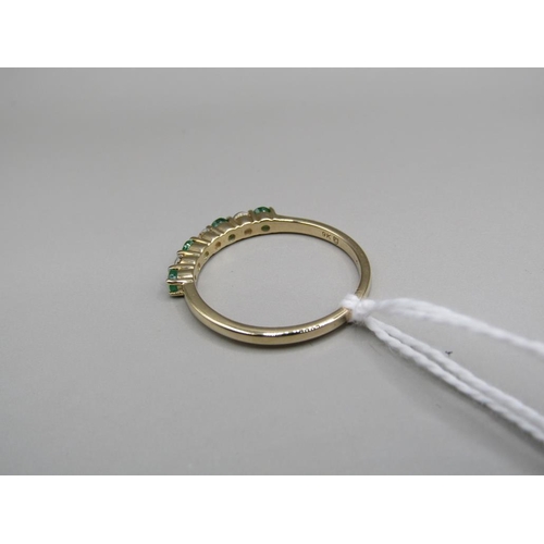 1564 - YELLOW GOLD EMERALD WHITE SAPPHIRE RING SIZE Q