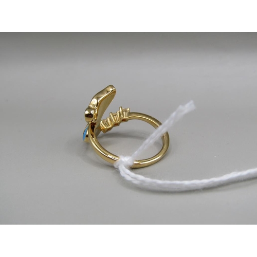 1568 - SILVER GILT ENAMEL BUTTERFLY RING SIZE M