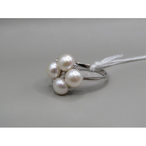 1573 - SILVER CULTURED PEARL RING SIZE P 1/2