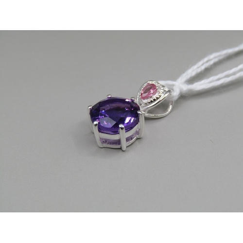 1580 - SILVER AMETHYST PINK TOURMALINE PENDANT