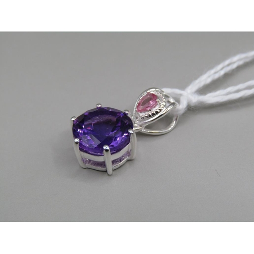 1580 - SILVER AMETHYST PINK TOURMALINE PENDANT