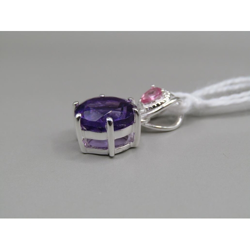 1580 - SILVER AMETHYST PINK TOURMALINE PENDANT