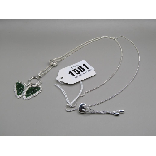 1581 - CARVED JADE BUTTERFLY SET IN SILVER