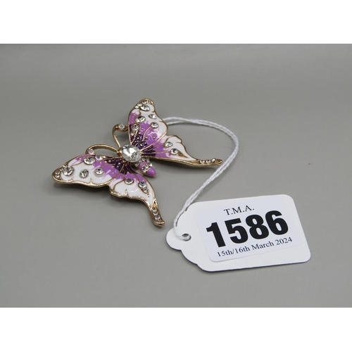 1586 - CRYSTAL ENAMEL BUTTERFLY BROOCH