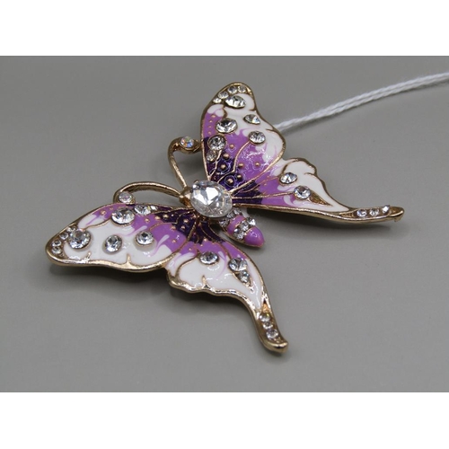 1586 - CRYSTAL ENAMEL BUTTERFLY BROOCH