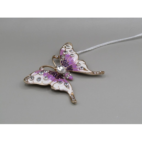 1586 - CRYSTAL ENAMEL BUTTERFLY BROOCH