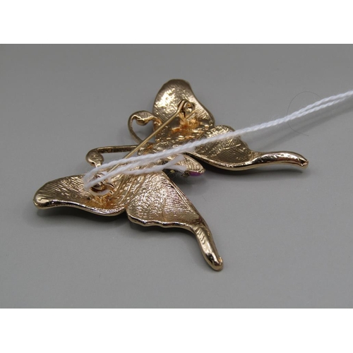 1586 - CRYSTAL ENAMEL BUTTERFLY BROOCH