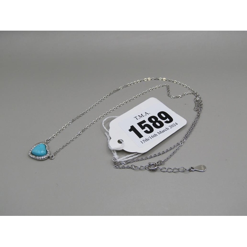 1589 - SILVER SLEEPING BEAUTY TURQUOISE NECKLACE