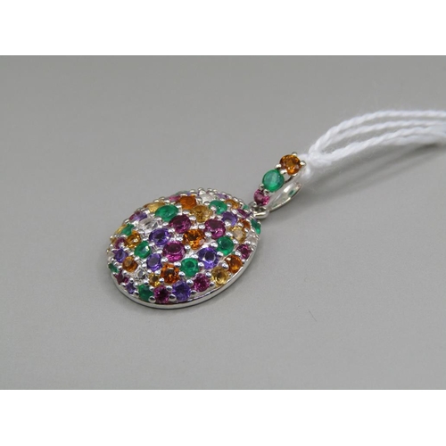 1590 - MIXED GEM SET SILVER NECKLACE