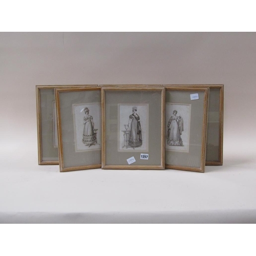 1257 - COLLECTION OF SIX 19c FASHION PRINTS, BLACK ON WHITE ENGRAVINGS F/G EACH 18 x 11cms