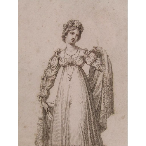 1257 - COLLECTION OF SIX 19c FASHION PRINTS, BLACK ON WHITE ENGRAVINGS F/G EACH 18 x 11cms