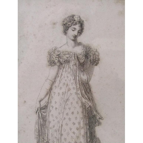 1257 - COLLECTION OF SIX 19c FASHION PRINTS, BLACK ON WHITE ENGRAVINGS F/G EACH 18 x 11cms