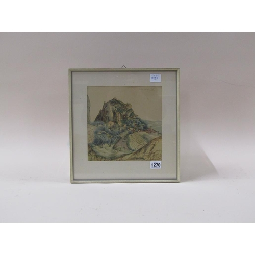 1270 - COLOURED PRINT AFTER ALBRECHT DURER, HILL FORT.  F/G 21 x 22 cms