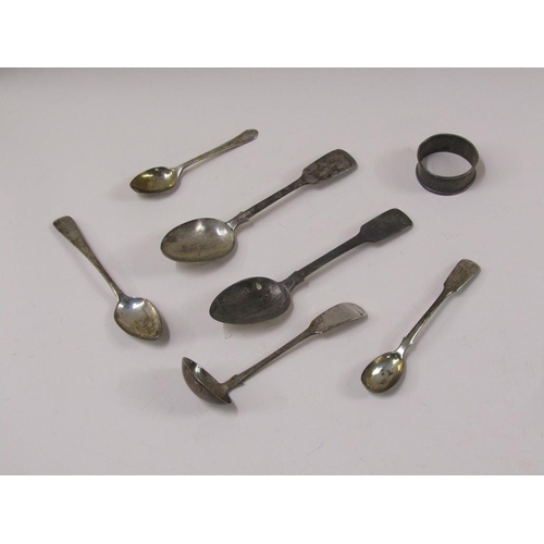 1600 - BOX OF SILVER SPOONS PLUS NAPKIN RING 5.3ozt