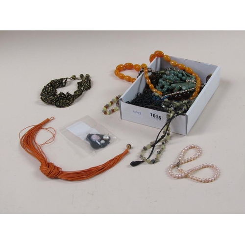 1615 - BOX OF MIXED BEAD AND OTHER NECKLACES