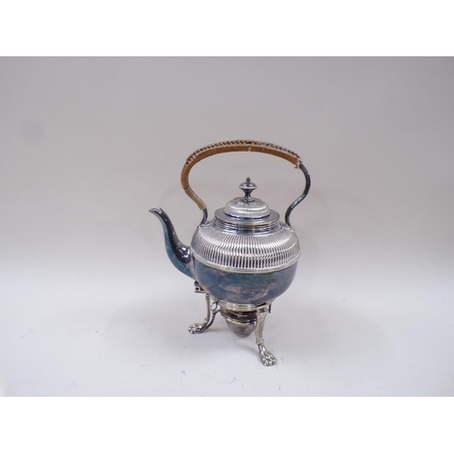 1638 - SILVER PLATED TEA KETTLE ON STAND WITH BURNER