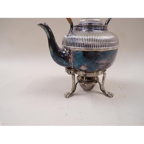 1638 - SILVER PLATED TEA KETTLE ON STAND WITH BURNER