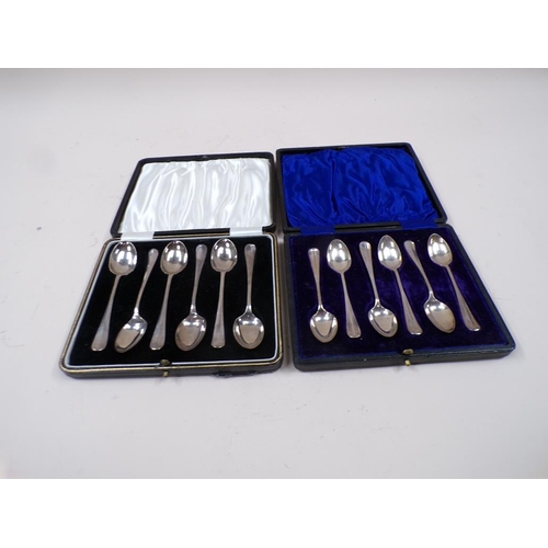 1643 - TWO BOXED SETS OF SIX SILVER TEASPOONS