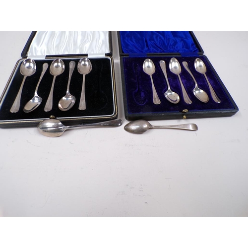 1643 - TWO BOXED SETS OF SIX SILVER TEASPOONS