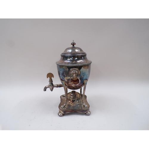 1647 - SHEFFIELD PLATED COFFEE URN ON QUATREFOIL BASE